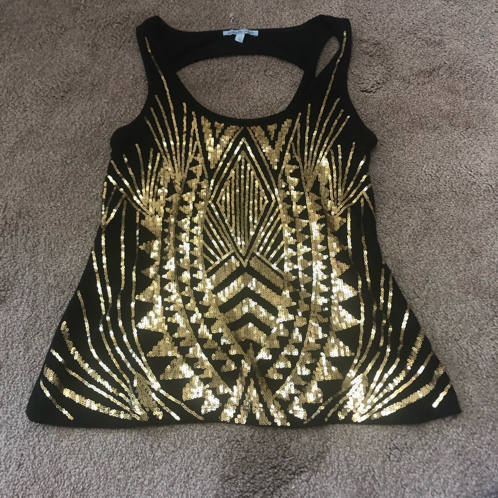 Charlotte Russe Gold & Black top, fun cut outs